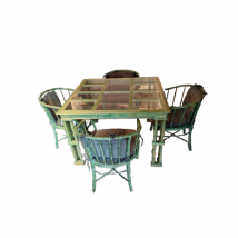 Ensemble table et 4 fauteuils Gallery en bois de hêtre (années 70), Giorgetti