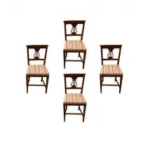 Set de 4 chaises vintage rembourrées en bois et tissu,