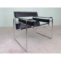 Fauteuil Wassily B3 1009 en cuir noir, MDF Italia