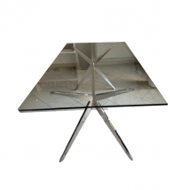 Table rectangulaire en verre trempé transparent, Calligaris