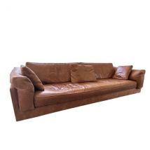 Canapé en cuir couleur cognac, Frigerio