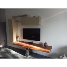 Mur TV 36e8 en bois et verre, Lago