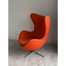 Fauteuil Œuf en tissu orange d’Arne Jacobsen, Fritz Hansen