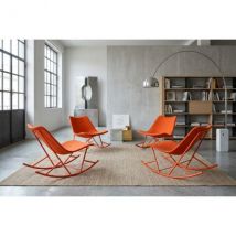 Lot de 4 chaises à bascule en métal et polyuréthane orange, Sintesi