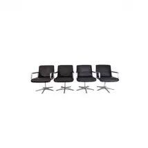 Ensemble de 4 chaises Delta 2000 en cuir noir, Wilkhahn