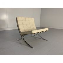 Fauteuil Barcelona en acier et cuir blanc de Mies van der Rohe, Knoll