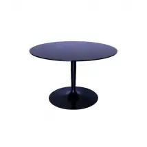 Table ronde en verre miroir noir (années 80), Calligaris