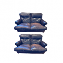 Paire de canapés en cuir vintage (années 80), Poltrona Frau