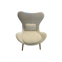 Fauteuil Lazy en bois de frêne et tissu (beige), Calligaris