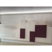 Mur TV Modus en bois laqué (blanc/rose), Presotto