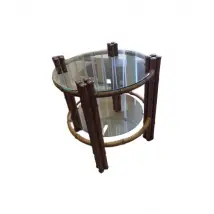 Table de jardin rond vintage en hêtre (années 70), Giorgetti