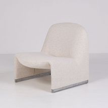 Fauteuil Alky en tissu blanc de Giancarlo Piretti (années 70), Anonima Castelli