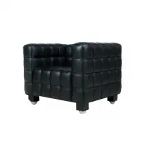 Fauteuil Kubus en cuir noir vintage (années 80), MDF Italia