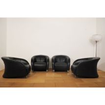 Lot de 4 fauteuils Liz en cuir (noir), Divani&Divani by Natuzzi