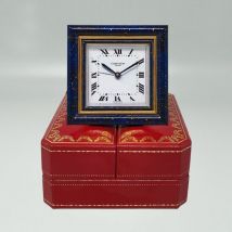 Horloge de table carrée en lapis-lazuli (années 1980), Cartier