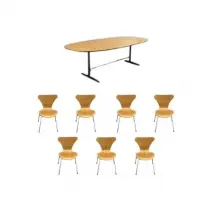 Set table Ellipse et 7 chaises Butterfly (années 80), Fritz Hansen