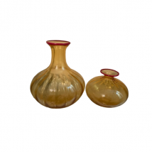 Set de 2 vases Balloton en verre opalin orange, Venini