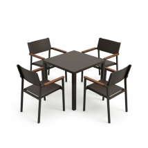Ensemble de 4 chaises et table basse d’extérieur, Emu