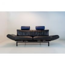 Canapé modulaire DS-140 en cuir noir de Reto Frigg (années 80), De Sede