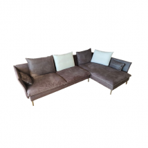 Canapé 3 places avec chaise longue Link en simili cuir de Danilo Bonfanti,