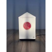 Lampe de table en verre de Murano blanc/rouge (années 70), Vetri Murano