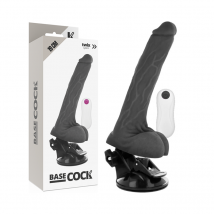 BASECOCK - REALISTISCHER VIBRATOR MIT FERNBEDIENUNG SCHWARZ 19 CM -O- 4 CM -