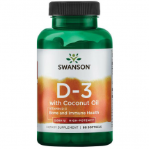 Witamina D Swanson Vitamin D3 with Coconut Oil - 2000IU 60softgels