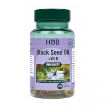 Wsparcie Odporności Olej z Czarnuszki Holland&Barrett Black Cumin Seed Oil + Vitamin D 60softgels