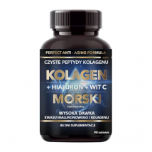 Wsparcie Włosów, Skóry, Paznokci Kompleks Intenson Kolagen Morski + Wit C + Hialuron 90tab