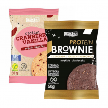 Zestaw Frank&Oli Proteinowe Ciastko Wanilia z Żurawiną + Proteinowe Ciastko Brownie z Orzechami Nerkowca 50g