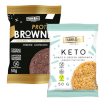 Zestaw Frank&Oli Proteinowe Ciastko Brownie z Orzechami Nerkowca + Soft Cookie Peanut Butter Chocolate 50g