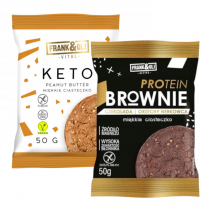 Zestaw Frank&Oli Keto Ciastko Masło Orzechowe + Proteinowe Ciastko Brownie z Orzechami Nerkowca 50g