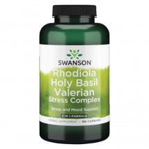 Stres i Nerwy Kompleks Swanson Rhodiola Holy Basil Valerian Stress 180kaps