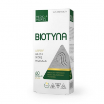 Wsparcie Włosów, Skóry, Paznokci Biotyna Medica Herbs Biotyna (D-biotin) 60kaps