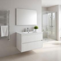 Composizione mobile bagno sospeso con cassetti cm 100 mod. ELEGANCE - Larice Bianco