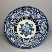 Bol Marocain en Céramique - 26cm TONS BLEU ET VIOLETTE -  Blå stjerne