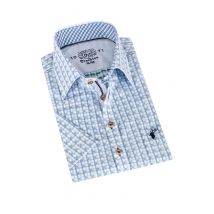 Trachtenhemd hellblau kariert (slim fit) ~ 38