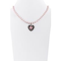 Kinder Perlencollier mit Strass-Herz ~ rosa