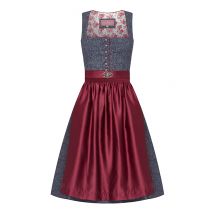 Midi Dirndl 65 cm anthrazit gemustert bordeaux Elli 007369 ~ 36