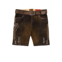 Kinder Lederhose kurz mit Gürtel braun antik Flori 003850 ~ 110