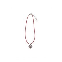 Collier mit Herzanhänger 000156 ~ dunkelrot