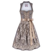 Midi Dirndl 65 cm blau taupe Vera 009044 ~ 34
