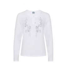 Trachtenbluse langarm weiß grau Winnie 009243 ~ 34