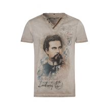 Trachtenshirt taupe mit König Ludwig Aufdruck 004316 ~ 3XL
