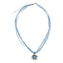 Collier mit Edelweissanhänger 000157 ~ hellblau