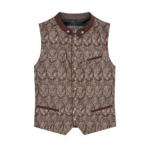 Trachtenweste dunkelbraun taupe gemustert Lenz 009433 ~ 98