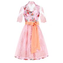 Midi Dirndl 65 cm rosa apricot Elfenparadies 012135 ~ 34
