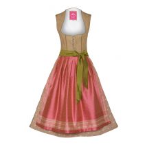 Midi Dirndl 65cm braun-beere Leinen Maira 001546 ~ 34