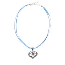 Collier in 11 Farben mit Herzgeweih und Svarowskisteinen 103573 ~ hellblau