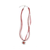 Collier mit Edelweissanhänger 000157 ~ dunkelrot